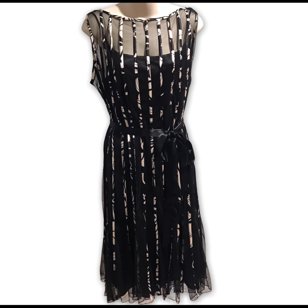 SANDRA DARREN Sheer over Satin Slip Dress - 12